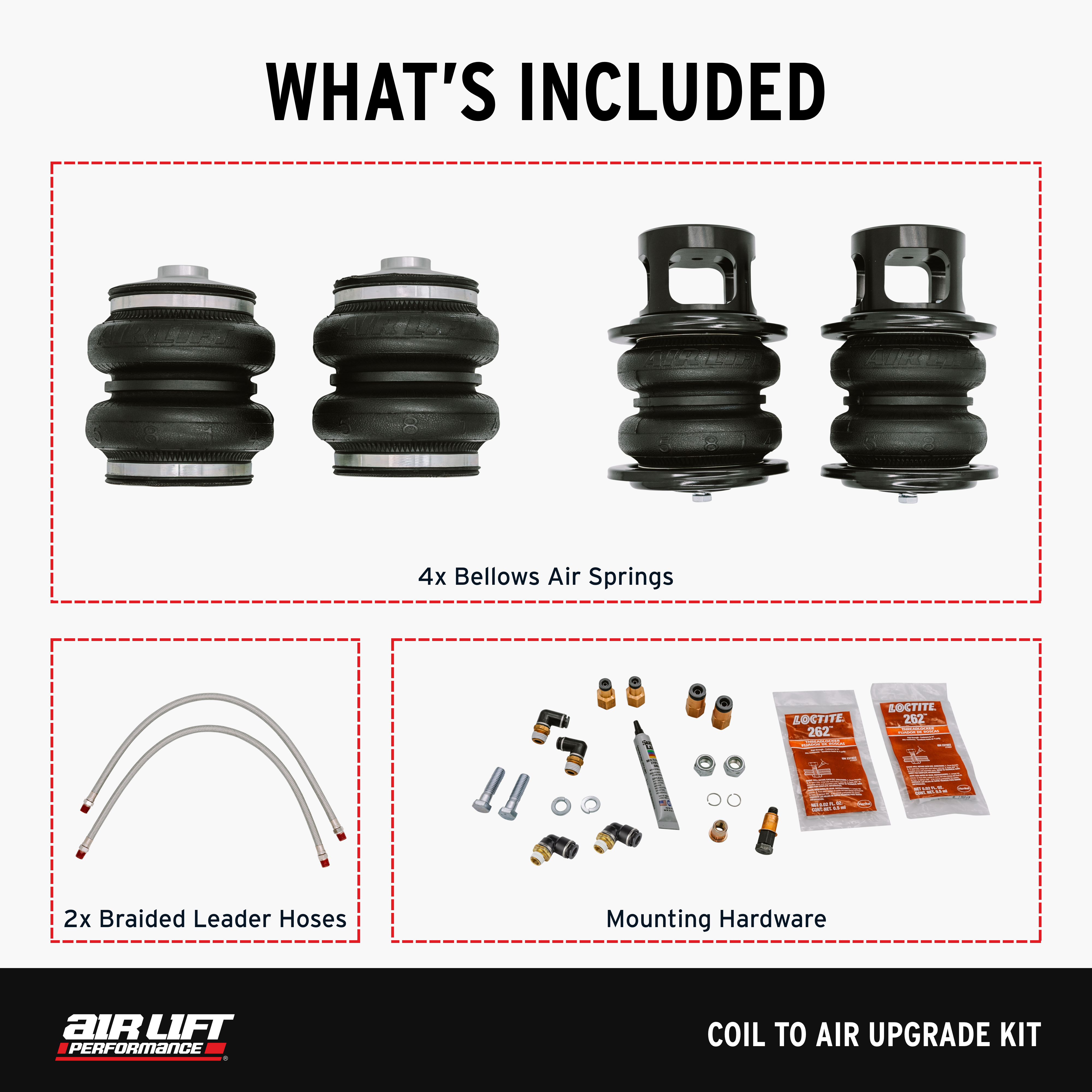 Air Lift Performance 83013 Air Lift Performance Coil To Air Upgrade Kit For Front And Rear